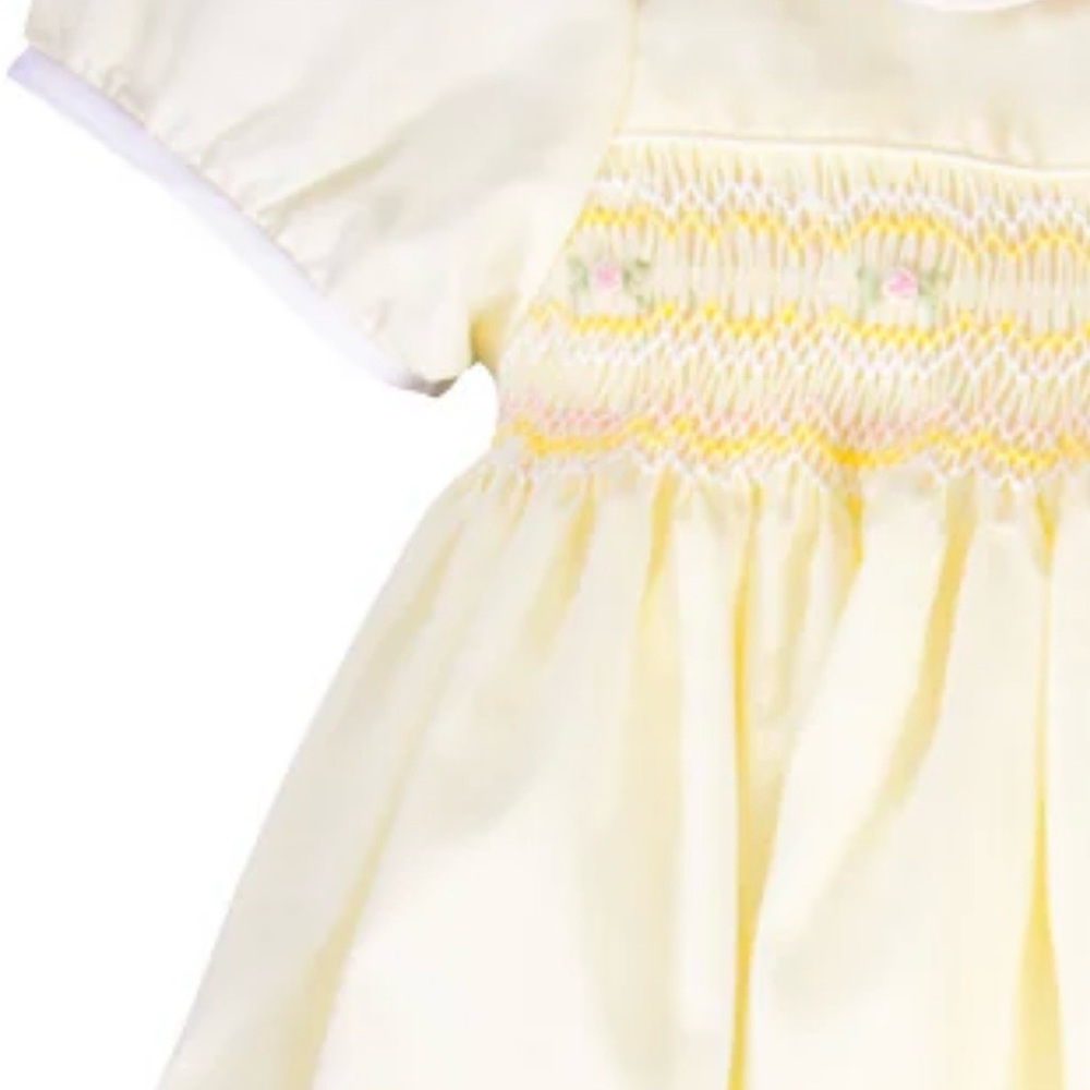 Elegant Girls' Pale Yellow Formal Dress with Smocked Bodice Heirloom Quality NWT - Picture 15 of 17